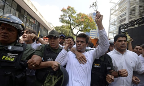 Leopoldo López, seen here in 2014, has been transferred to house arrest, with Venezuela’s supreme court citing ‘humanitarian measures’.