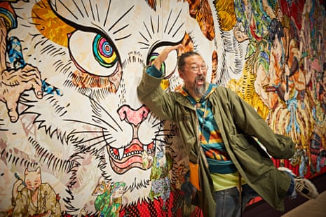 Takashi Murakami, Japan's rock star artist, unveils 10-metre 'stupid cat  painting', Art