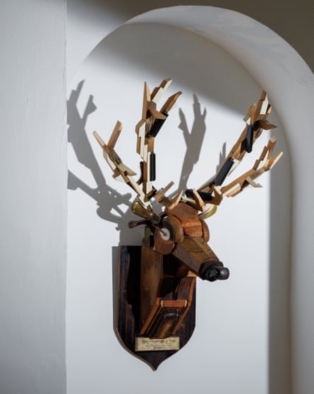 This deer sculpture is made by Marc Hackworthy.