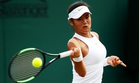 Emma Raducanu during the girls’ singles at Wimbledon in 2018.