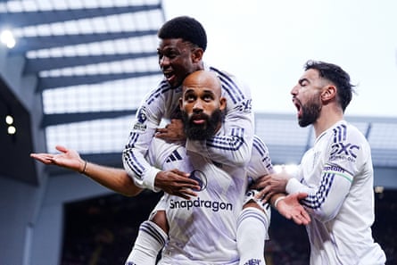 Bryan Mbeumo is mobbed by his teammates after opening the scoring inside 62 seconds