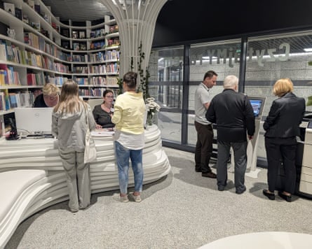 Inside of the Metroteka public library inside Kondratowicza metro station in Warsaw, Poland.
