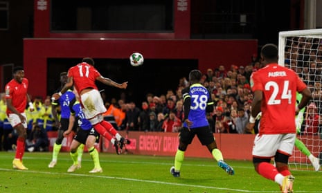 Arsenal v Brighton, Nottingham Forest v Tottenham: Carabao Cup – live | Carabao Cup 3 Jesse Lingard of Nottingham Forest scores their second goal.