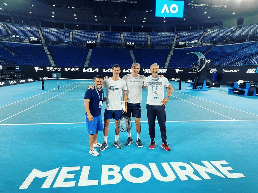 Novak Djokovic posted this photo after he was released from Melbourne detention and returned to training.