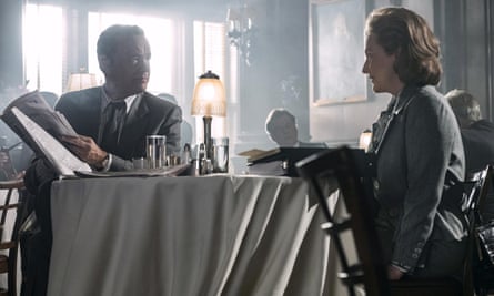 Tom Hanks as Ben Bradlee with Meryl Streep as Katherine Graham in The Post.