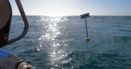 The scarecrow buoy in the water