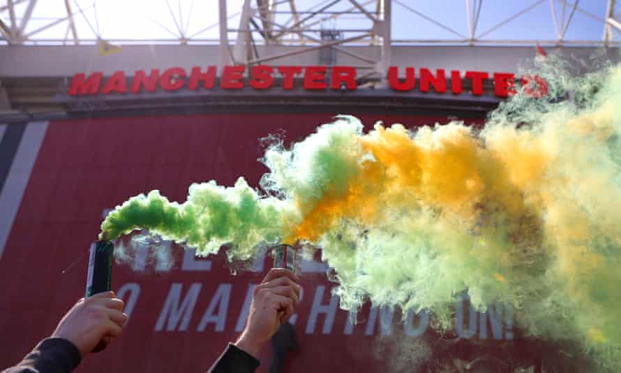 Manchester United supporters protest against Glazers' property outside Old Trafford in April