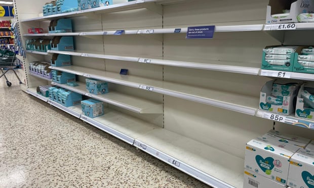 Empty supermarket shelves are seen in the UK as the effects of Brexit and other factors hit home.