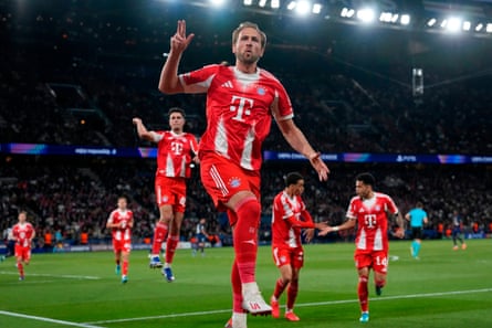 Harry Kane celebrates after scoring a penalty against Paris Saint-Germain in last seasonâÂÂs Champions League.