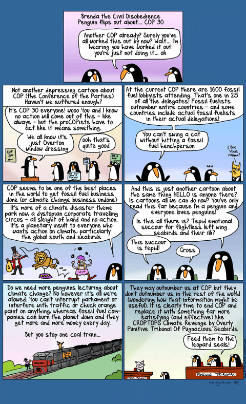 Cartoon by First Dog on the Moon titled Cop30 2025, panel 1