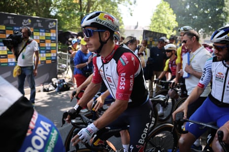 Danny Van Poppel of Red Bull-Bora-Hansgrohe before the start of the ninth stage of the Tour de France 2025.