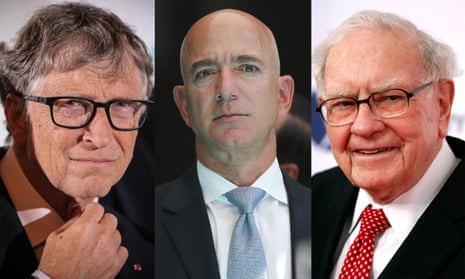 Composite showing Bill Gates, Jeff Bezos and Warren Buffet