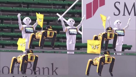 Dancing robots replace fans at baseball game in Japan – video