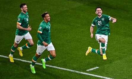 Robbie Brady sums up the relief in Dublin’s Aviva Stadium after scoring the late penalty to beat Armenia.