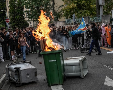 Students gather around several schools and clash with police forces as a nationwide high-school protest continues in Nancy, France.