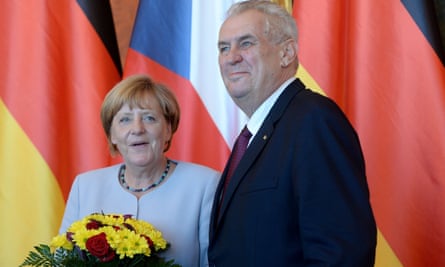 Miloš Zeman with Angela Merkel