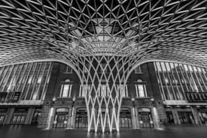 King’s Cross station’s stark lines stand out in the dawn light