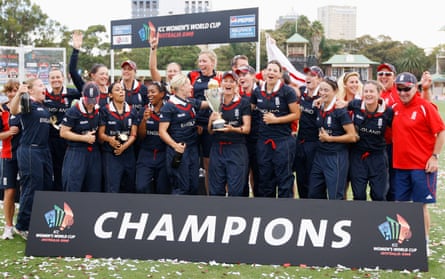 Isa Guha and her England teammates celebrate their triumph in the 2009 Women’s World Cup final