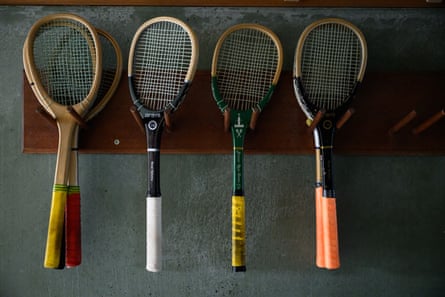 Wooden rackets with lopsided heads