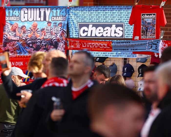 Tension, ‘cheat’ banners and inflatable bananas: Manchester City’s welcome to Anfield