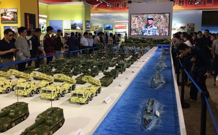 No fewer than 24 large photographs of Xi Jinping are on display in the military section of the Five Years On exhibition.