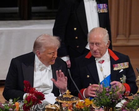 Trump and King Charles at the state banquet for the US President and first lady Melania Trump at Windsor Castle in September.