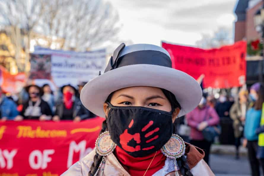 A march to commemorate a National Day of Mourning at downtown Plymouth, Massachusetts.