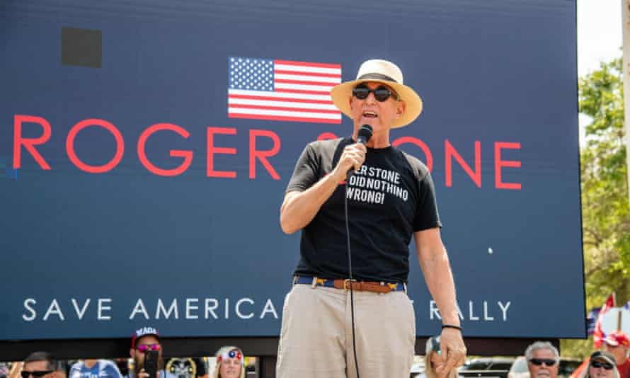 America Roger Stone at the Save America Patriot Rally in Florida in April.