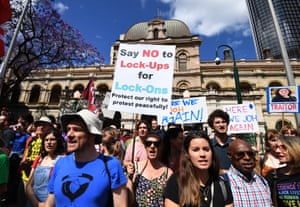 Protesters rally against proposed laws banning the use of lock-on devices in protests