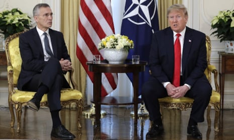 US President Donald Trump meeting NATO Secretary General, Jens Stoltenberg at Winfield House in London.