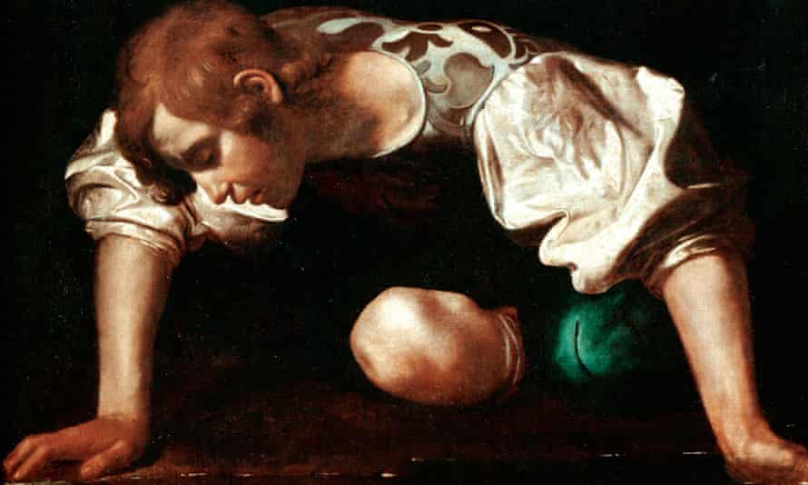 A detail from Caravaggio’s portrait of Narcissus.