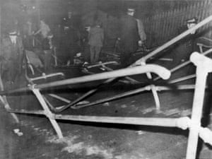 A damaged staircase at Ibrox.