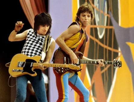Do the bump … Ron Wood and Mick Jagger of the Rolling Stones.