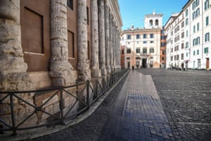A view of the semi-deserted Piazza di Pietra square in the center of Rome, Italy, 10 March 2020.