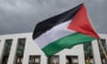 A Palestinian flag on the forecourt of Parliament House