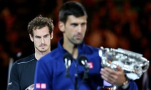 Andy Murray watches on after losing to Novak Djokovic in the Australian Open final in Melbourne in January.