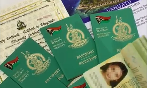 A screenshot from a Global-Migrate video ‘guaranteeing’ access to Vanuatu passports. The Guardian has anonymised personal details, which were visible in the advertisement. 