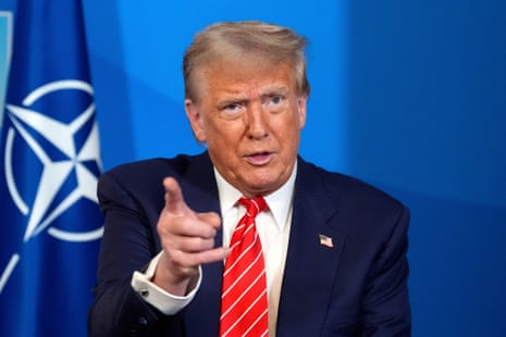 President Donald Trump speaks during a meeting with Nato secretary general Mark Rutte at the Nato summit in The Hague, the Netherlands, Wednesday, 25 June 2025.