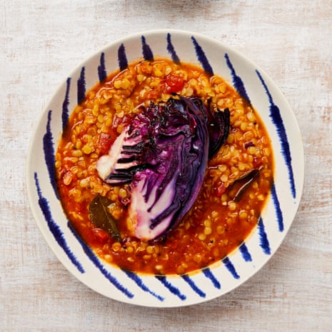 Meera Sodha’s lentil rasam with roast red cabbage