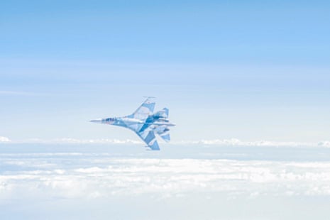 An image shared by the German air force of the Russian aircraft intercepted over the Baltic Sea.