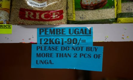 A sign restricting the purchase of maize flour subsidised by the government in a Nairobi supermarket