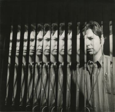 black and white cutouts of a man’s face