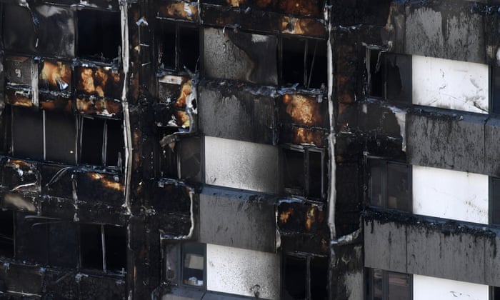 White cladding pictured on the Grenfell Tower during the fire