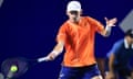 Alex de Minaur plays a shot against Jack Draper in their semi-final at the Mexican Open