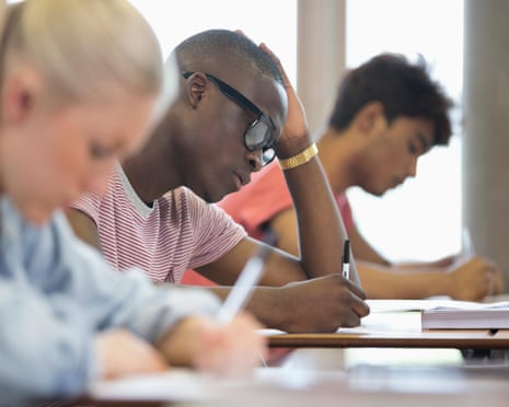 students taking exam