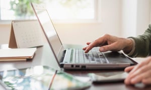 Close up of man’s hands using laptop at desk. Image shot 2015. Exact date unknown.EJWAY2 Close up of man’s hands using laptop at desk. Image shot 2015. Exact date unknown.
