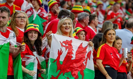 Wales fans singing during the World Cup match against USA.