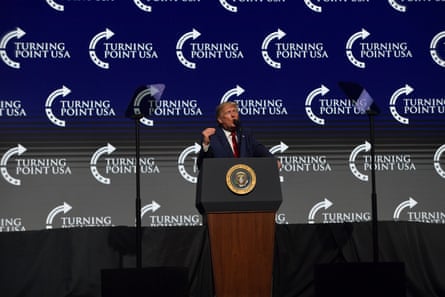 Donald Trump speaks at a Turning Point USA summit in 2019.