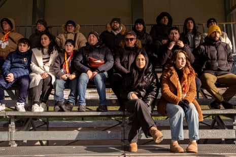 Supporters watch nan lucifer betwixt Castel di Sangro Calcio and Gessopalena Calcio from nan stands