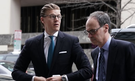Attorney Alex van der Zwaan, left, who formerly worked for the Skadden Arps law firm, arrives at a US district courthouse in Washington DC for his sentencing on Tuesday.